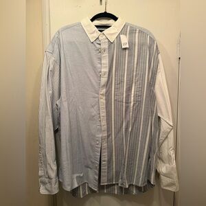Gap The Big Shirt classic Oxford blue striped  Checkered Men's Shirt